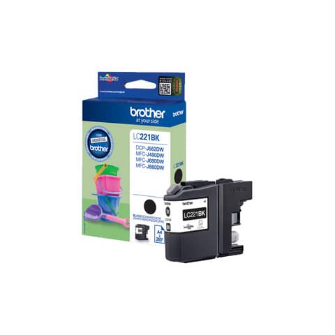 Cartuccia inkjet uso moderato LC-221 Brother nero LC-221BK